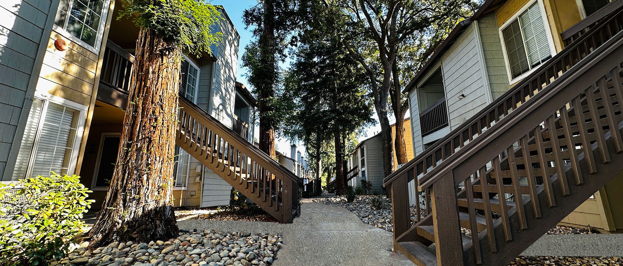 This image shows the entrance of some of the Walnut Village apartment units